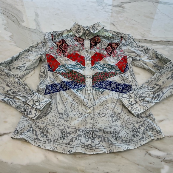 ETRO WHITE MULTI COTTON SHIRT SIZE IT 44 / US 8 NWTS! - Picture 9 of 17